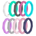 thumbnail image 4 of PAQUETE DE 10 BANDAS DE DEDO DE GOMA Y SILICONA UNISEX CON DISEÑO DE ROMBO COLORIDO, 4 of 9