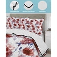 thumbnail image 3 of Quilts Queen Size Bedding Set, Red Floral Reversible Summer Quilt 3 Pieces, Vintage Cornflower Leaves Rustic Plants Lightweight Bedspreads Coverlets with 2 Pillow Shams for All Seasons, 3 of 5