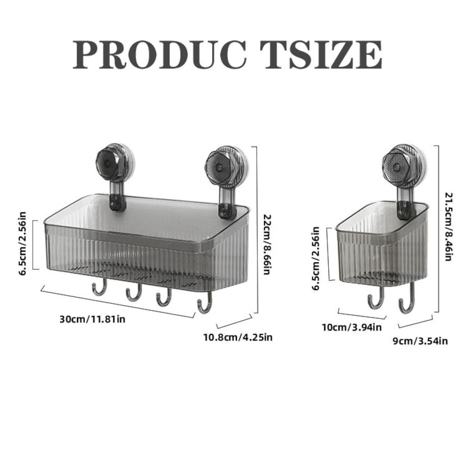 Giyblacko Clear Shower Caddy Suction Cup Plastic Shower Basket Organizer NO Drilling Removable Shower Shelf For Bathroom Storage & Kitchen One Second Installation Rustproof