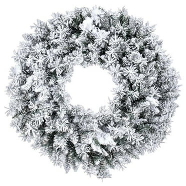 Vickerman A895230 30 in. Flocked Utica Fir Artificial Unlit Wreath with 170 Realistic Flocked PVC Tips - White