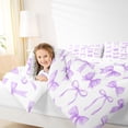 thumbnail image 3 of Erosebridal Kawaii Bow Tie Queen Comforter Set 3pcs,Purple Princess Bow Knot Bedding Comforter Set,Luxury Bedroom Decor, 3 of 6