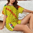 thumbnail image 4 of Wukai Multiplication Table2 Print Women's Pajama Set - Short-Sleeve Top and Shorts with Elastic Waistband and Pockets for Loungewear, Yoga, and Casual Wear-4X-Large, 4 of 6