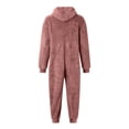 thumbnail image 6 of Eiyaclvo Men's Hooded Onesie Pajamas Lightweight Fuzzy Fleece Zip Up Jumpsuit Long Sleeve Long Pants One Piece Pjs, 6 of 6