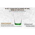 thumbnail image 2 of 10 ARC Clear Glass Pint Cups Set, 16 oz. - Mixing, USA Made, Green, 2 of 5