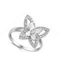 thumbnail image 4 of White Cubic Zirconia Micro Pave Butterfly Ring .925 Sterling Silver Band Jewelry Female Male Size 4, 4 of 4