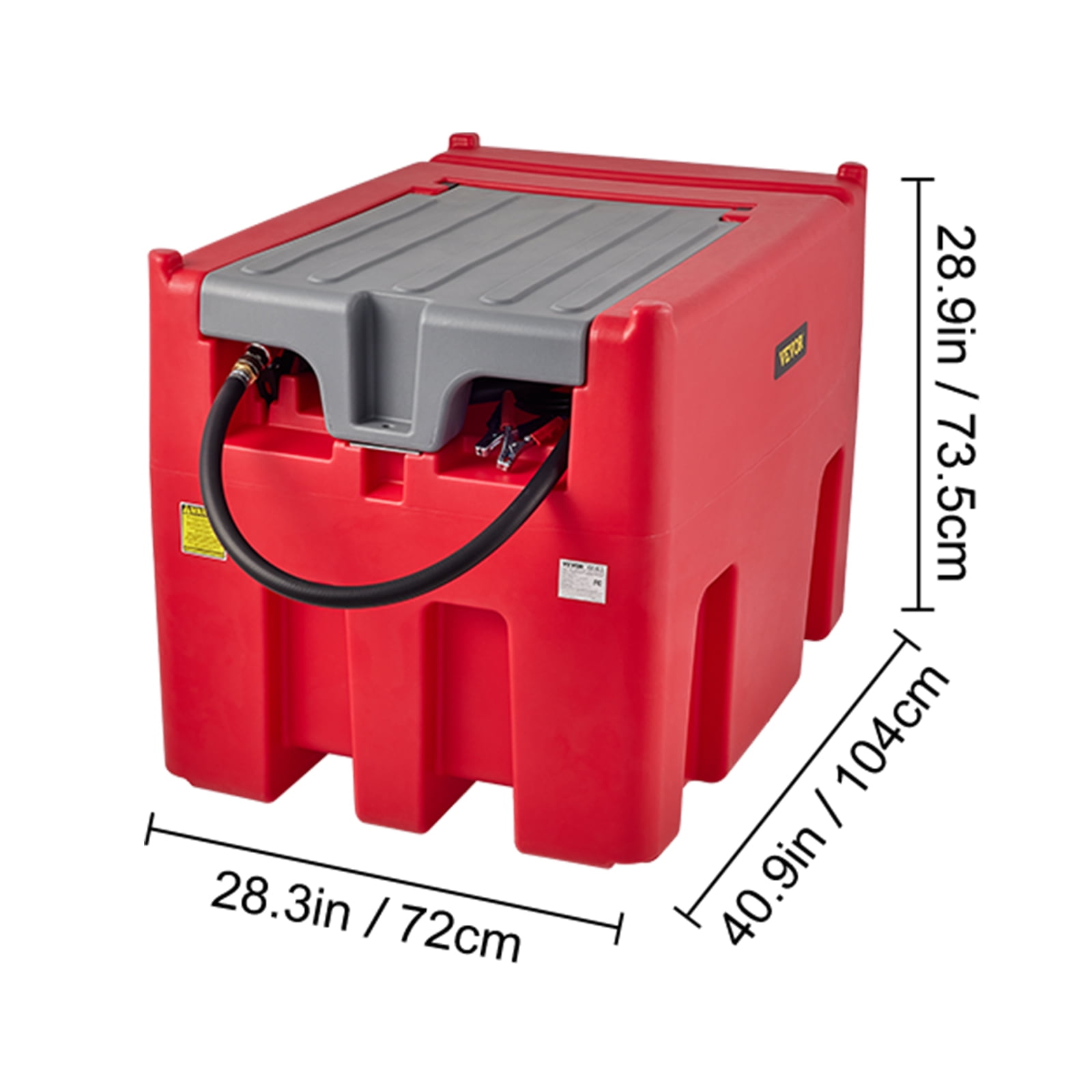 VEVOR Portable Diesel Tank, 116 Gallon Capacity & 10 GPM Flow Rate, Diesel Fuel Tank with 12V Electric Transfer Pump and 13.1ft Rubber Hose, PE Diesel