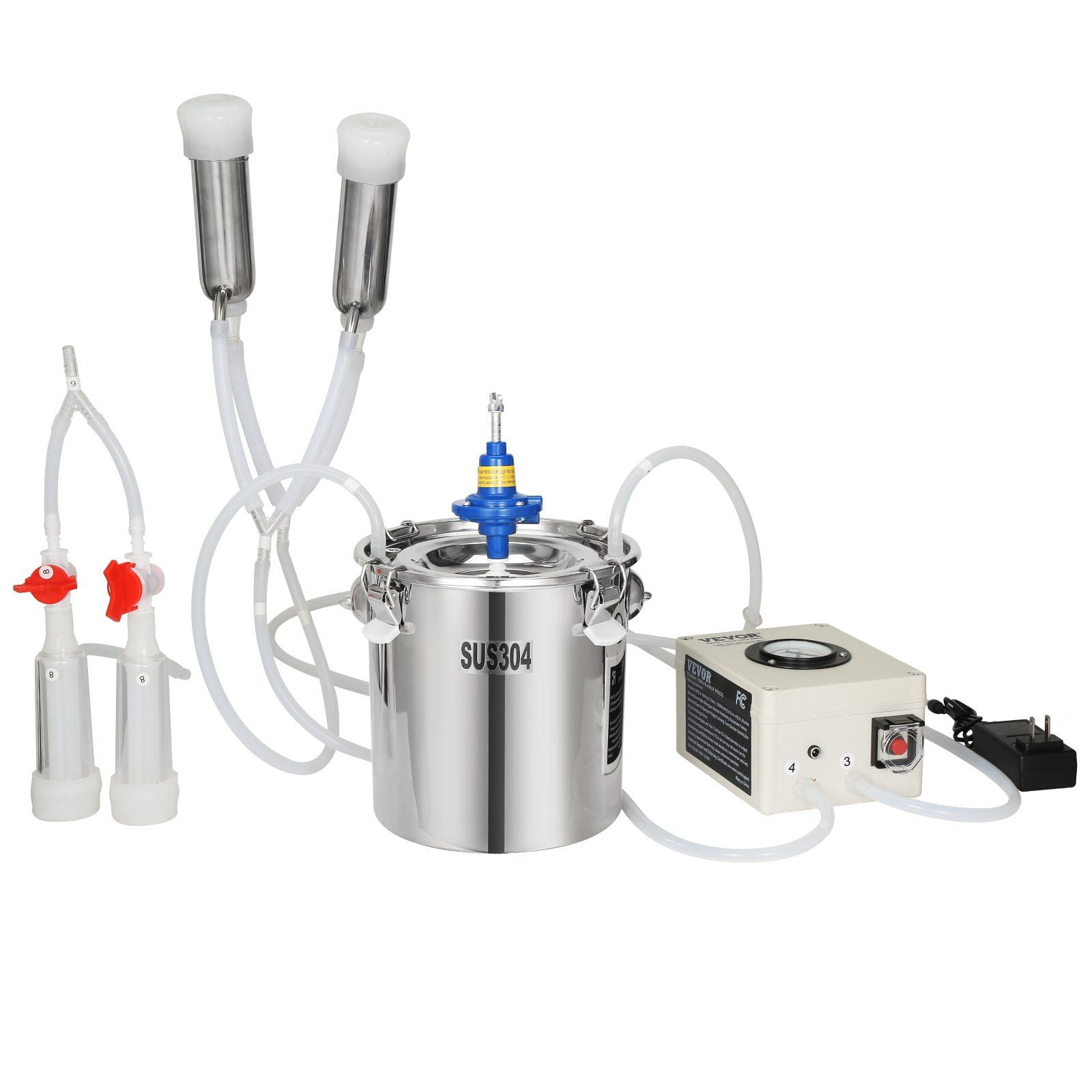 Electric Portable Milking Machine, 6L 304 Stainless Steel Bucket, Adjustable Vacuum Pulsation System with Food-Grade Silicone Cups & Tubes, for Cows, Sheep, and Goats