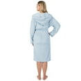 thumbnail image 3 of PAVILIA Light Blue Women Robe with Hood, Fleece Lightweight Soft Long Hooded Robe for Women, Plush Fuzzy Cozy Warm Bathrobe Shower Spa House, S/M, 3 of 9