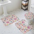 thumbnail image 3 of Summer Beach Bathroom Rugs Set Ocean Starfish Shell Coastal Conch Coral Flowers Linen Non Slip Absorbent Soft Bath Mats 3 Piece Set with Bathroom Rug, U-Shaped Floor Mat, Toilet Seat Cover Small Size, 3 of 9