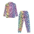 thumbnail image 5 of DISNIMO Pajama Set for Women 2 Piece Lounge Pjs Leopard Printed Long Sleeve Button Down Sleepwear with Long Pants Soft V Neck Loungewear Nightwear, 5 of 7