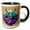 Black/White, variant on 3drose, White-tailed Illinois Deer with Violets Colored Tattoo Art, 11oz Mug