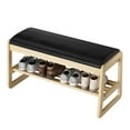 thumbnail image 4 of Jnismy 2-Tier Wooden Shoe Rack for Entryway,Solid Wood Shoe Bench Shoe Organizer Shelf Multifunctional Entrance Bench with Lift-Up Cushion and Hidden Storage,Green, 4 of 12