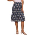 thumbnail image 4 of Faldas Midi Peasant de Mujer INSPIRE CHIC con Cintura Elástica A-Line de Estampado Floral Ditsy en Azul Marino M, 4 of 6