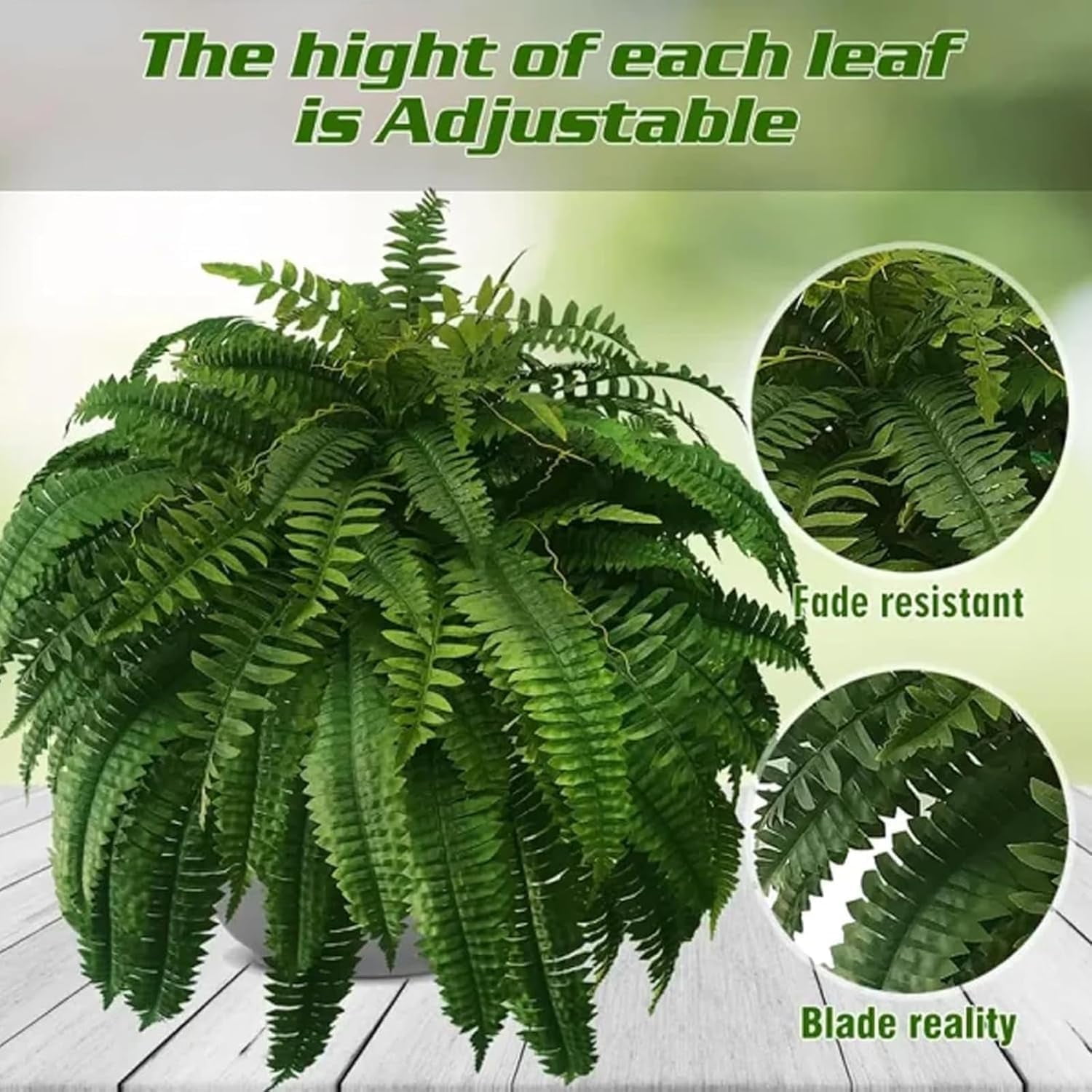 UV Resistant Lifelike Artificial Boston Fern - 2025 New Faux Boston Ferns Outdoor Planter Large, Artificial Plants for Outdoor, Artificial Ferns for Outdoors Planter (1, 88-leaf Boston Fern)