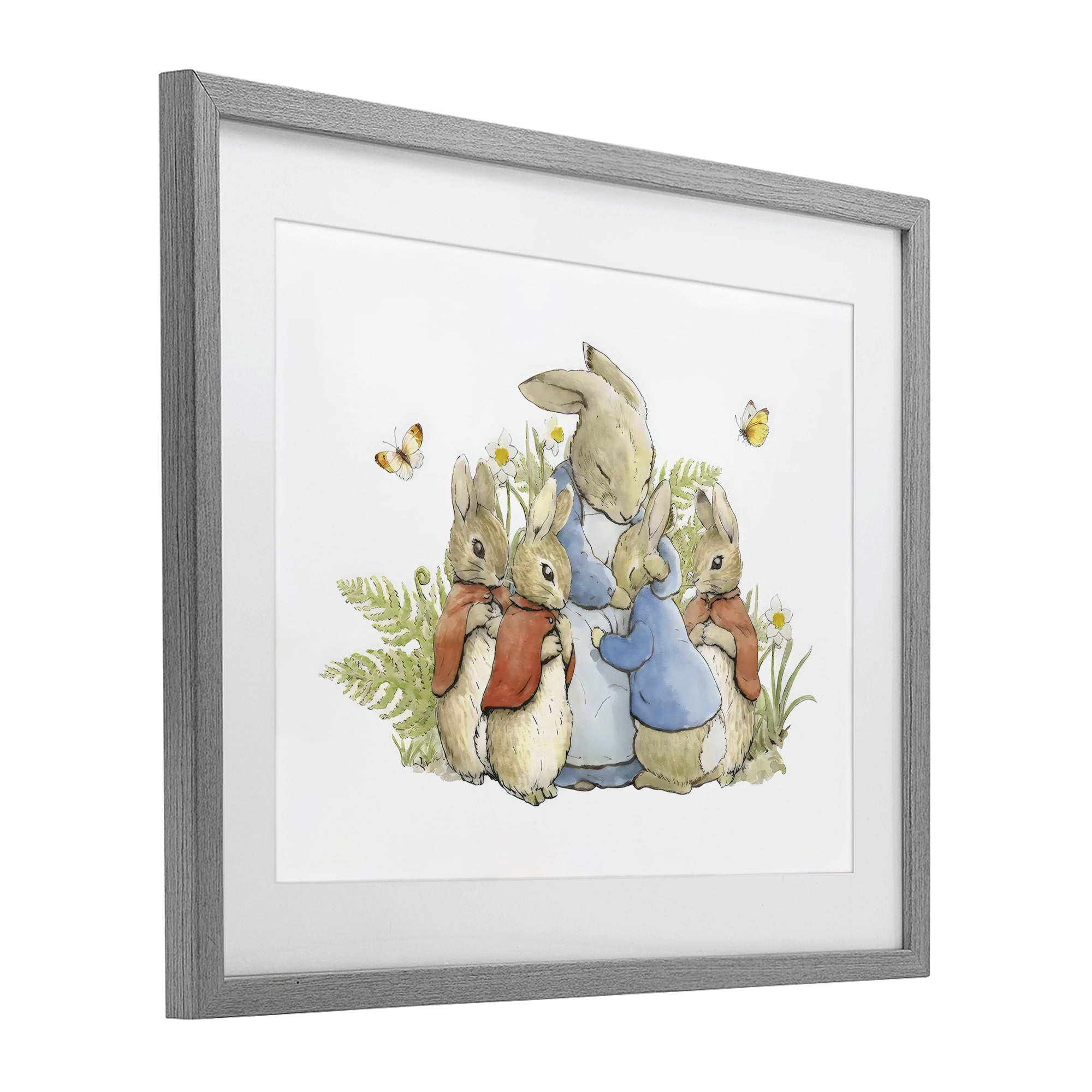 Stupell Industries Hugging Mother Rabbit Gray Framed Print Under Glass, design by Arlington Prints