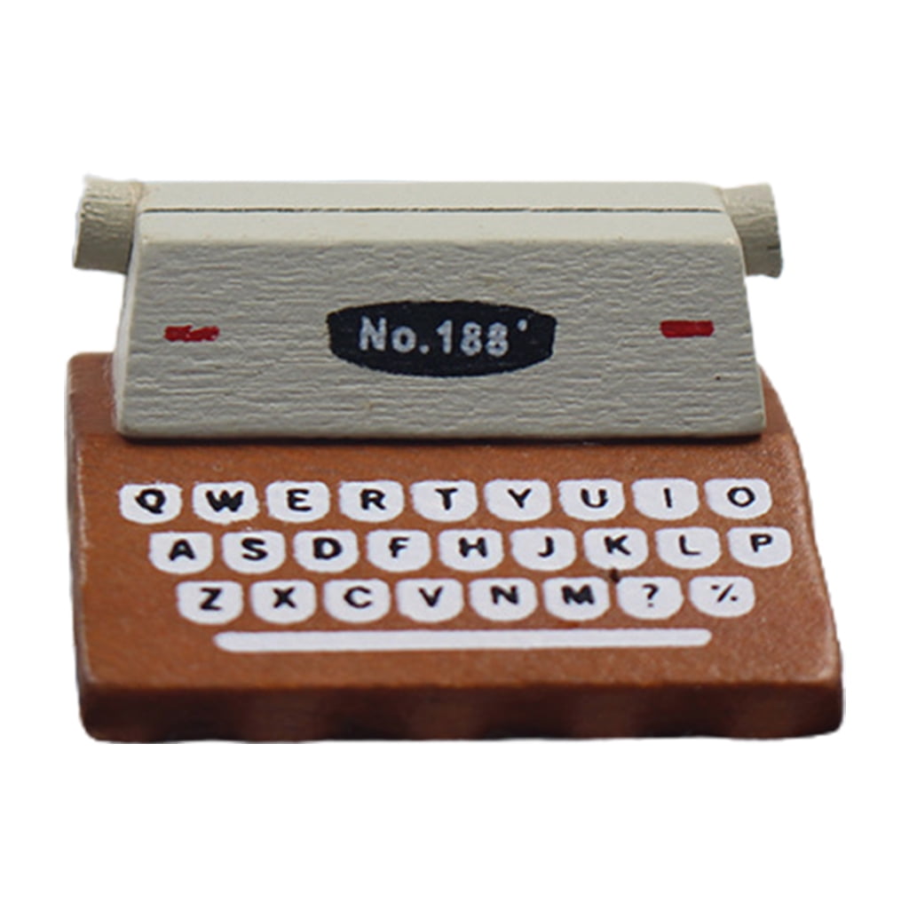 Lovely Typewriter Shaped Wooden Photo Picture Paper Clip Memo Card Note Holder 