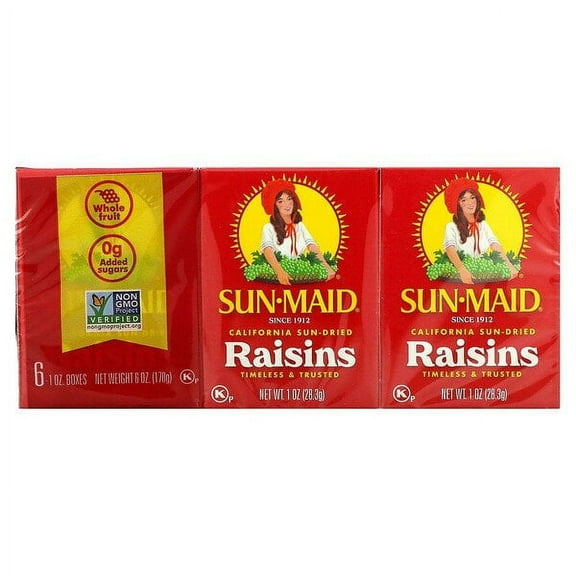 Sun-Maid, California Sun-Dried Raisins, 6 Boxes, 1 oz (28.3 g) Each Pack of 3