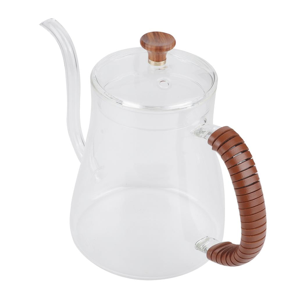 Peahefy Thickened Glass Gooseneck Kettle Tea Pour Over Kettle Coffee Dripper 600ML, Coffee