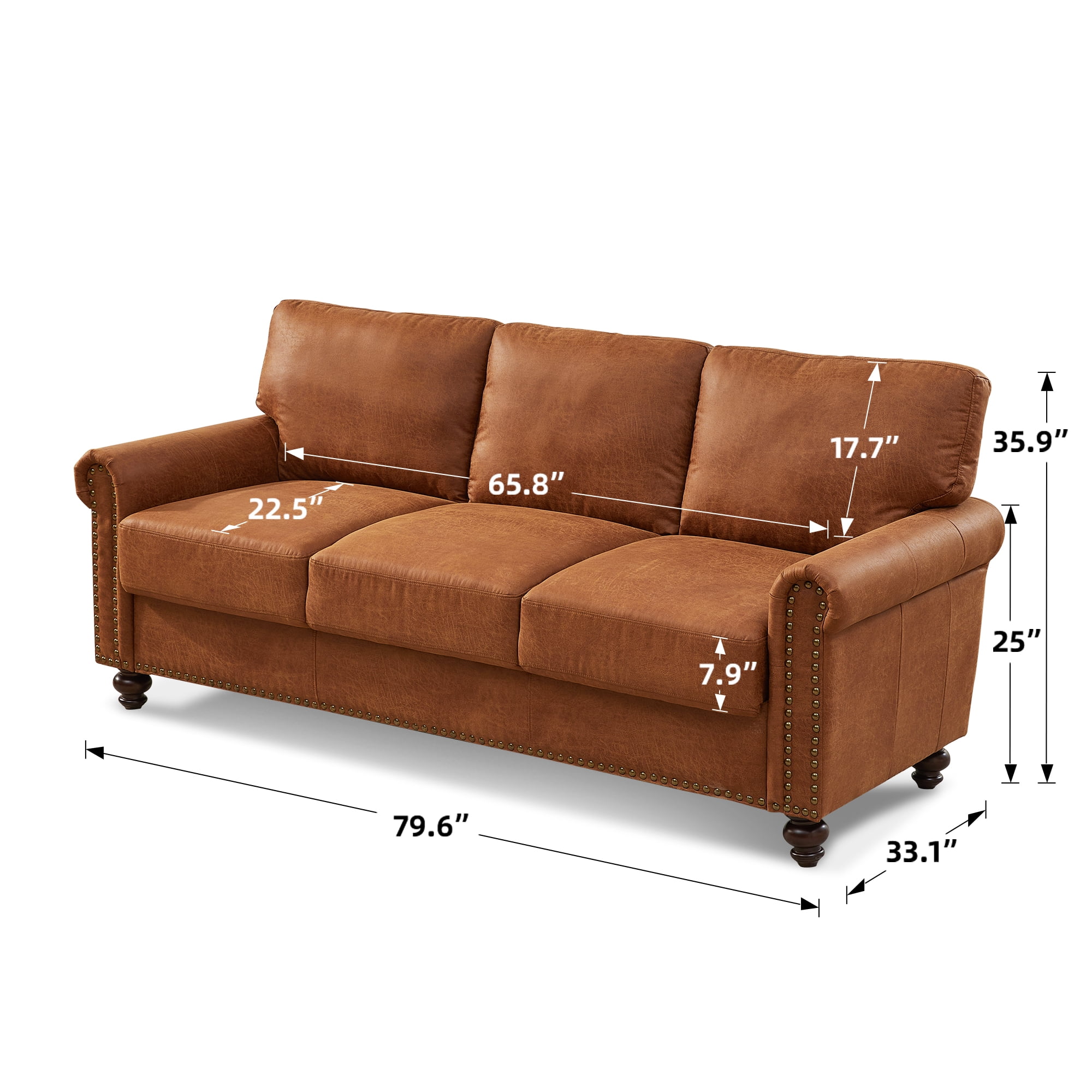 LeChapitre Traditional Fabric Hidden Storage Space Standard Sofa with Cushions, Coffee