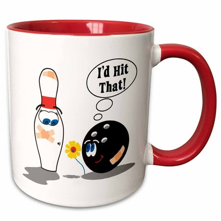 3dRose Id Hit That Bowling Ball Thinks To Pin Bowling Humor Sports Design - Two Tone Red Mug, (Best Bowling Ball Designs)