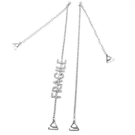 

Womens Metallic Decorative Bra Straps Luxury Glitter for Rhinestone Alphabet Let