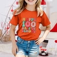 thumbnail image 2 of WEIYLL T-Shirts pour Filles Décontractés 100 Jours d'École Imprimé Lettre Col Rond Manches Courtes Amples Orange Tops 3-4 Ans, 2 of 4
