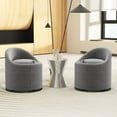 thumbnail image 2 of Costway Lot de 2 Fauteuils Tonneau avec Rangement, Chaise de Coiffeuse Rembourrée Pivotante à 360° et Dossier, Gris, 2 of 9