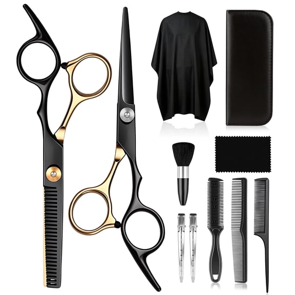 VIISHARE 11 PCS Hair Cutting Scissors Kit, Professional Stainless Steel Barber Hair Shears Set for Men Women, Home Salon