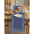 thumbnail image 3 of Navy Blue Textured Table Runner 90 Inches Long,Farmhouse Country Woven Striped Cotton Linen Table Runners Dresser Scarves,Fabric Tabletop Scarf Furniture Cover for Home Dinner Party 13"x90", 3 of 9