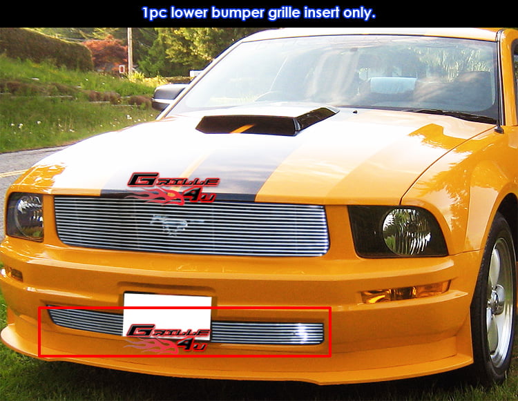 APS Compatible with 2005-2009 Ford Mustang GT V8 Lower Bumper Stainless Steel Black 8x6 Horizontal Billet Grille Insert F66014J