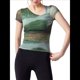 thumbnail image 2 of Blusas Ajustadas de Corta con Frunces y Estampado Floral de Cuello Asimétrico para Mujer Verde XL, 2 of 7