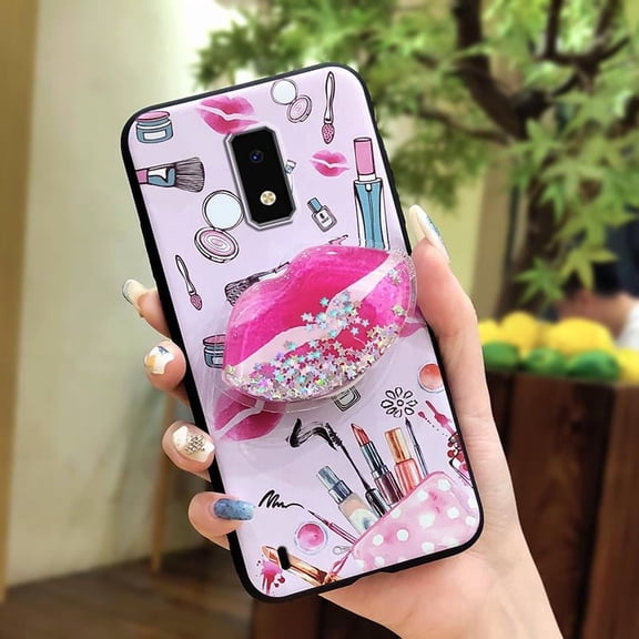 HBH-Phone Case For BLU View4, Phone Lens Protection Back Cover Rotatable stand Quicksand protective cute Fashion Design Kickstand Waterproof TPU Cartoon Soft Case Glitter Simplicity