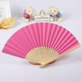thumbnail image 2 of Yesbay Chinese Style Blank Folding Hand Held Bamboo Paper Pocket Fan DIY Craft Gift,Rose Red, 2 of 8
