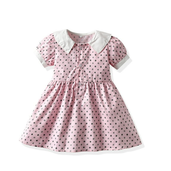 LYMAYTER Kids Toddler Girls Sweet Dresses for 3 Months - 4 Years Newborn Vintage Floral Bubble Sleeve Princess Dress Sundress