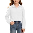 thumbnail image 3 of SDNall Girls Classic Button Down Long Sleeve Shirts, Collared Neck Casual Tops for School Uniform & Everyday Wear, Fall Versatile Layering Blouse Tees 3-14 Years, 3 of 10