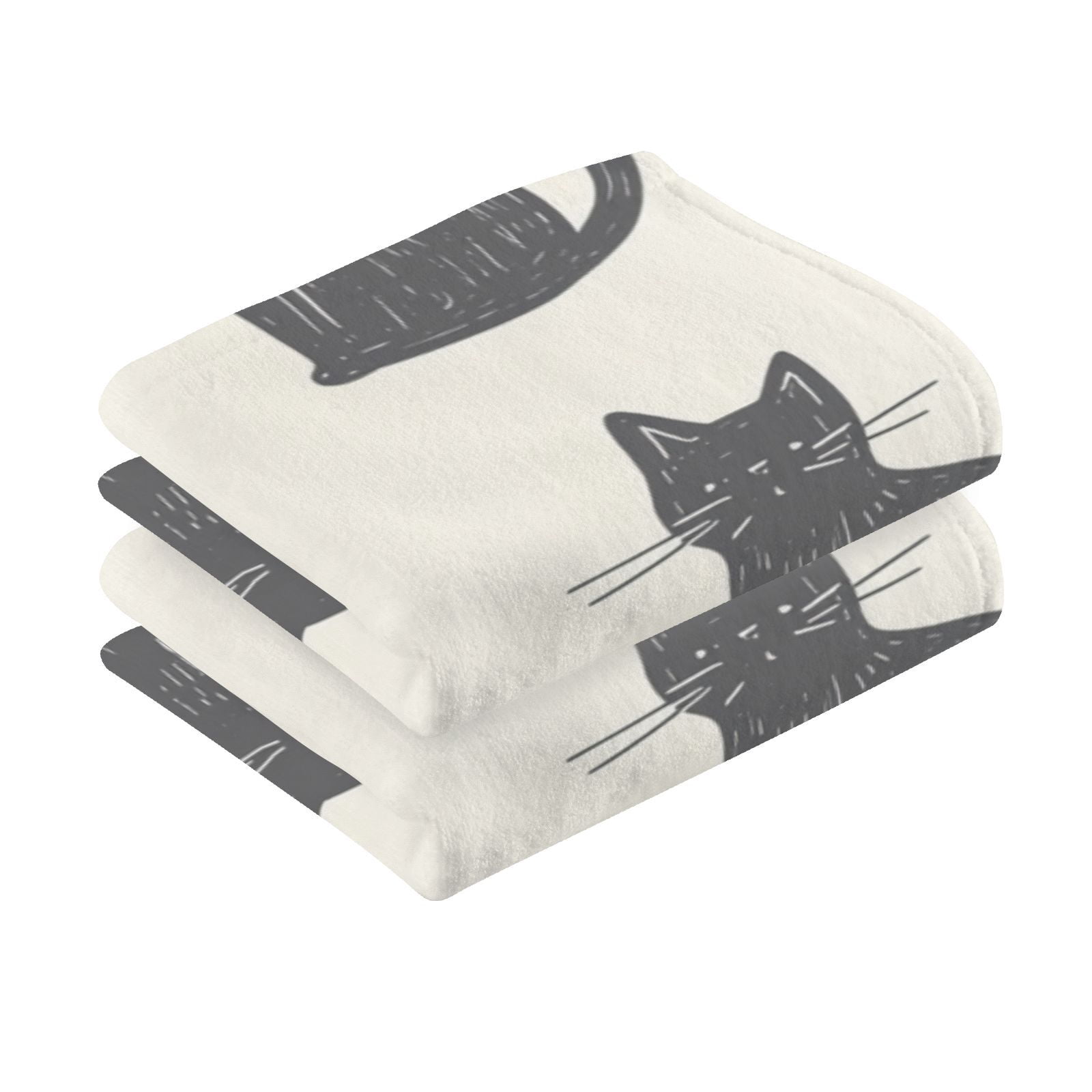 Cats in Cream Background Hand Towels Cotton Bath Towels Large Face Towels Absorbent for Bathroom 2 Packs