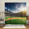 thumbnail image 4 of Sports Field Shower Curtain, Professional Baseball Grand Arena in The Sunlight, Fabric Baseball Bathroom Decor, Bath Curtains Accessories 12PCS Hooks, 69X70 Inches, 4 of 5