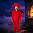 thumbnail image 5 of GiLiling Toddler Halloween Outfit Devil Boys Girls Fleece Onesie Fun Jumpsuits for Kids Soft Cozy Hooded Jumpsuit Halloween Onesie (Red, 7-8 Years), 5 of 6