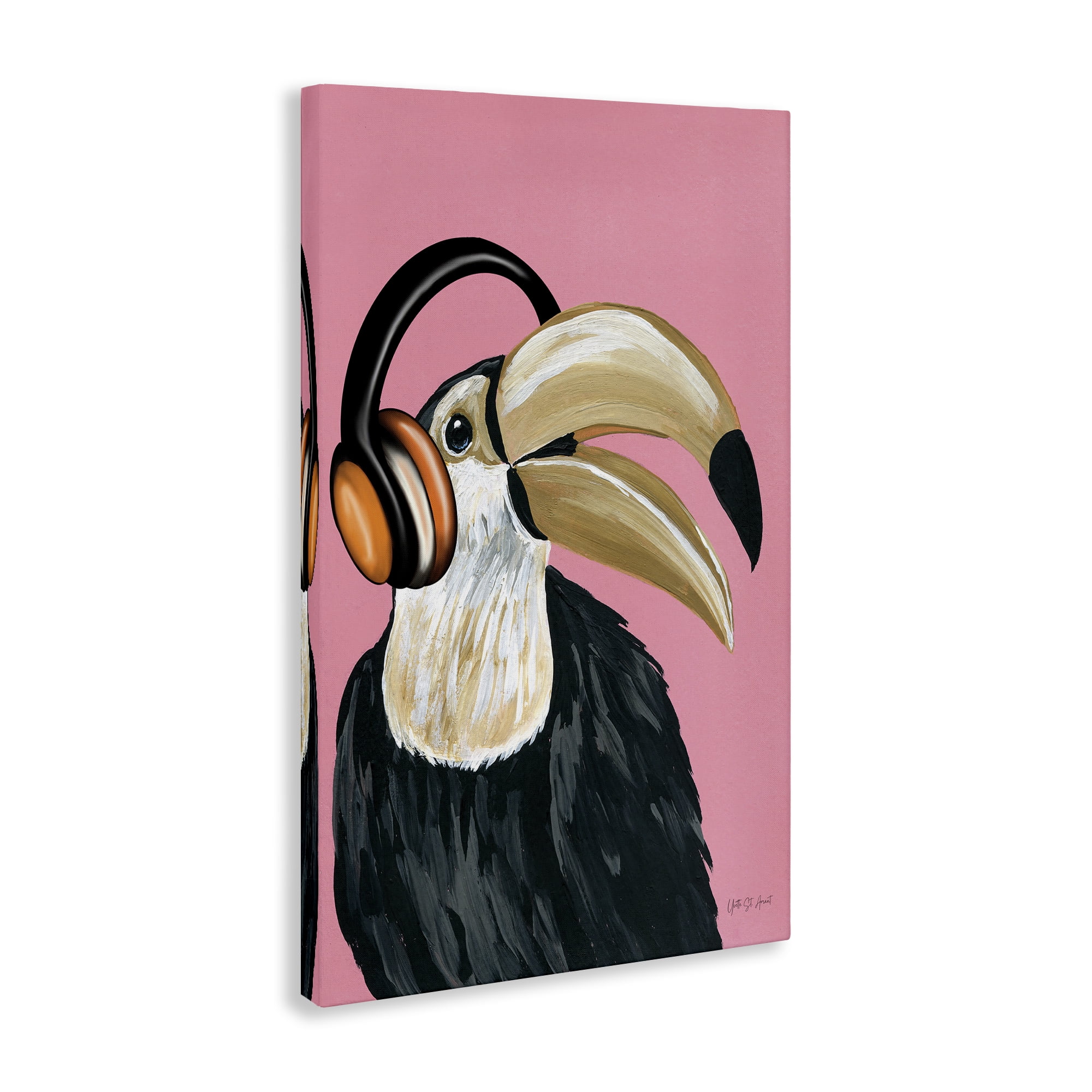 Stupell Industries Toucan & Music Headphones Animals & Insects Painting Gallery Wrapped Canvas Art Print Wall Art, 16 x 24