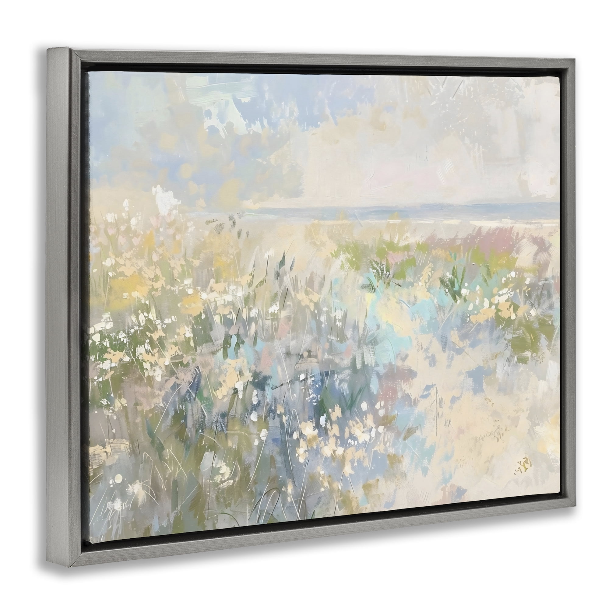 Stupell Industries Mottled Pastel Field Impression Gray Framed Floater Canvas Wall Art, design by Creative Studio