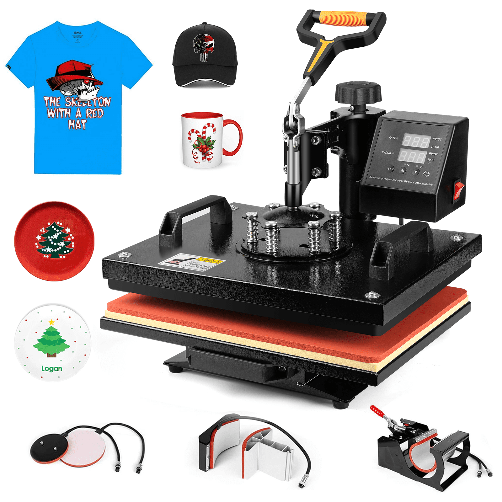Heat press machine 5 in1 T-shirt hat Digital sublimation transfer printer 12x10 