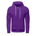 thumbnail image 4 of Dwralegc Mens Zip Up Hoodie Long Sleeves Full-Zip Hooded Jackets Lightweight Drawstring Casual Hoodies Fall Solid Color Athletic Cotas with Pocket Purple 3XL, 4 of 7