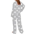 thumbnail image 4 of Blmnix Cute Pajama Womens Pajamas Bamboo Pajamas Sleepwear Sets Sleepwear Long Gray Long Sleeve Collared Wide-Leg Valentine Pajamas,XXL, 4 of 8