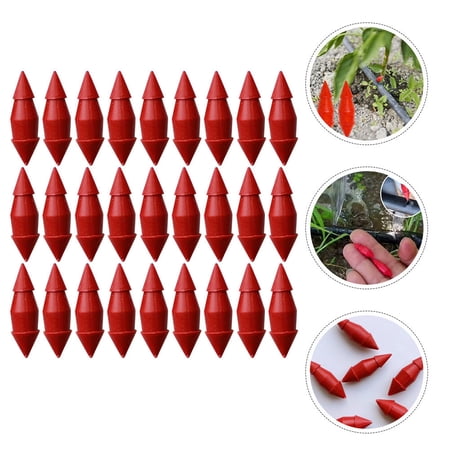 SEWACC 50-Pack Red Plastic End Caps for Drip Irrigation Tubing Garden Watering Tube Closures Irrigation System Accessories