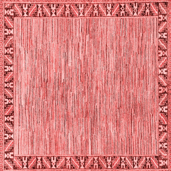 Ahgly Company Machine Washable Indoor Square Abstract Red Modern Area Rugs, 8' Square