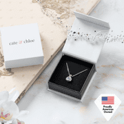 Cate & Chloe Alessandra 18k White Gold Plated Necklace with Simulated Diamond Crystals for Women