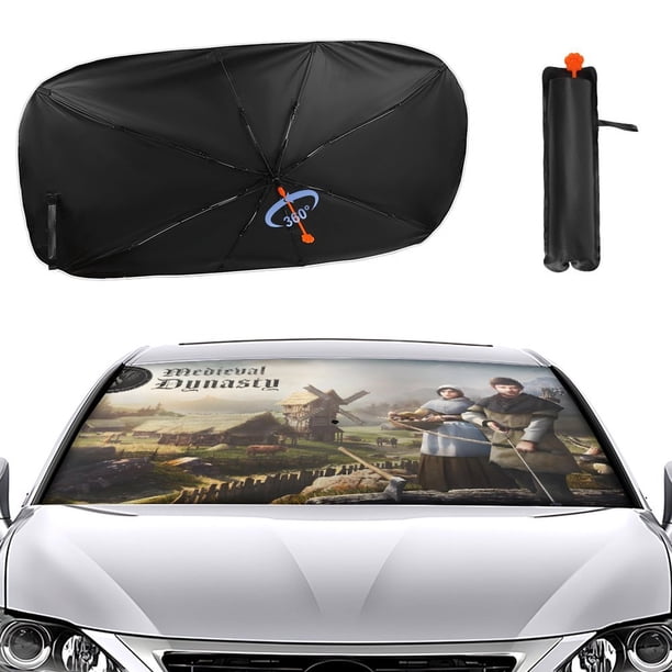 Medieval Sombrilla Solar para Auto - Protector de Parabrisas Plegable | Cortina Solar Delantero | Bloqueo UV y Aislamiento de Calor 133x73cm