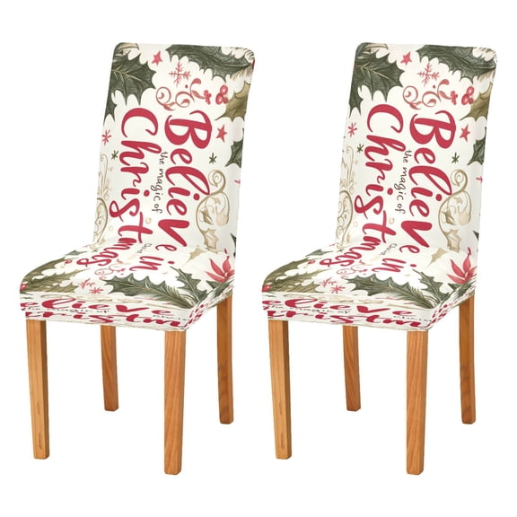 BZSMCE Chairs Slipcovers Dining Chair Covers Light Red Merry Christmas Elegant Wreath Creative Pattern