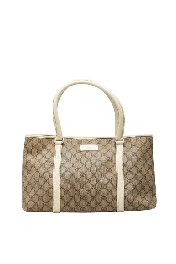 Pre-Owned Gucci GG Supreme Handbag Tote Bag 114595 Beige Ivory Leather Women's GUCCI