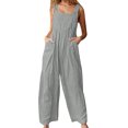 thumbnail image 1 of Women Jumpsuit With Pockets Sleeveless Wide Legs Plus Size Overalls, 1 of 7